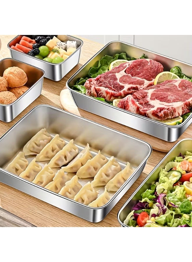 3pcs Stainless Steel Food Storage Containers - Leak-Proof, Reusable, Perfect for Fruits, Meats, Veggies | Easy Clean, Stackable Kitchen Organizers for Fridge, Freezer & Pantry - Image 3